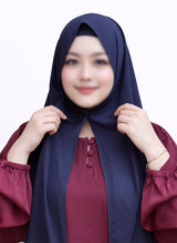 Instant Georgette Magnet Hijab - Navy Blue