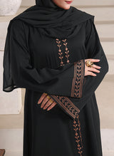 Front Open Floral Embroidery Abaya | 0116-E-1109