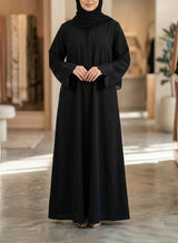 Arabi Black Nida Front Open Embroidered Abaya | 0116-K-A611