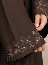Arabis Brown Embroidered Abaya | 0116-K-A612