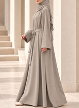 Arabis Noir Belted Front Open Abaya | 0116-PR-A638
