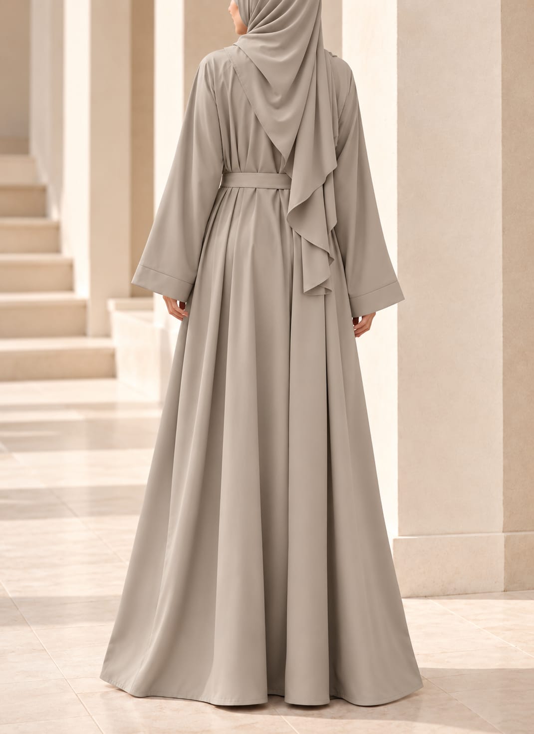 Arabis Noir Belted Front Open Abaya | 0116-PR-A638