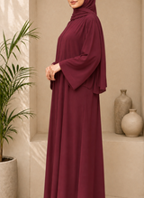 Classic Elegance Maroon Front Open Abaya | 0116-PR ZOOM