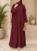 Classic Elegance Maroon Front Open Abaya | 0116-PR ZOOM