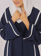 Blue Nida White Stripe Abaya - 0116-R-1010