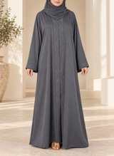 Charcoal Grey Stone Work Nida Abaya – 0116-RC-A649