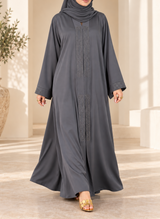 Charcoal Grey Stone Work Nida Abaya – 0116-RC-A649