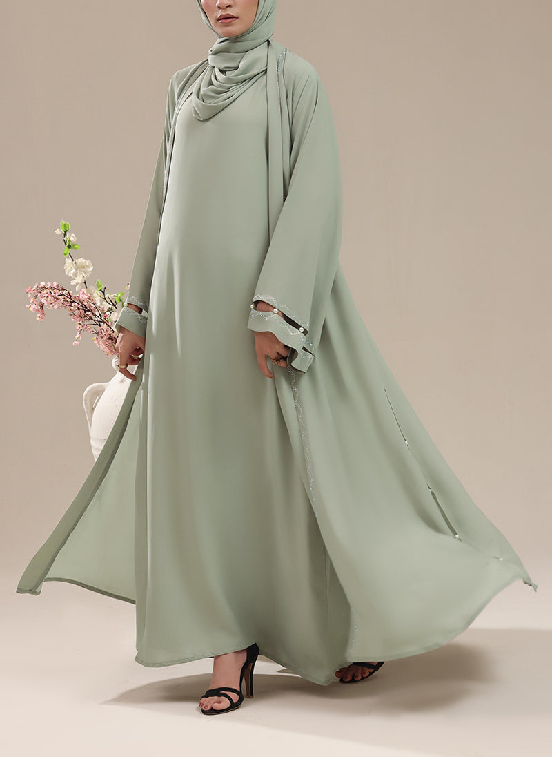Sage Elara Pearl Stone Inner Abaya | 0122-RC-1234