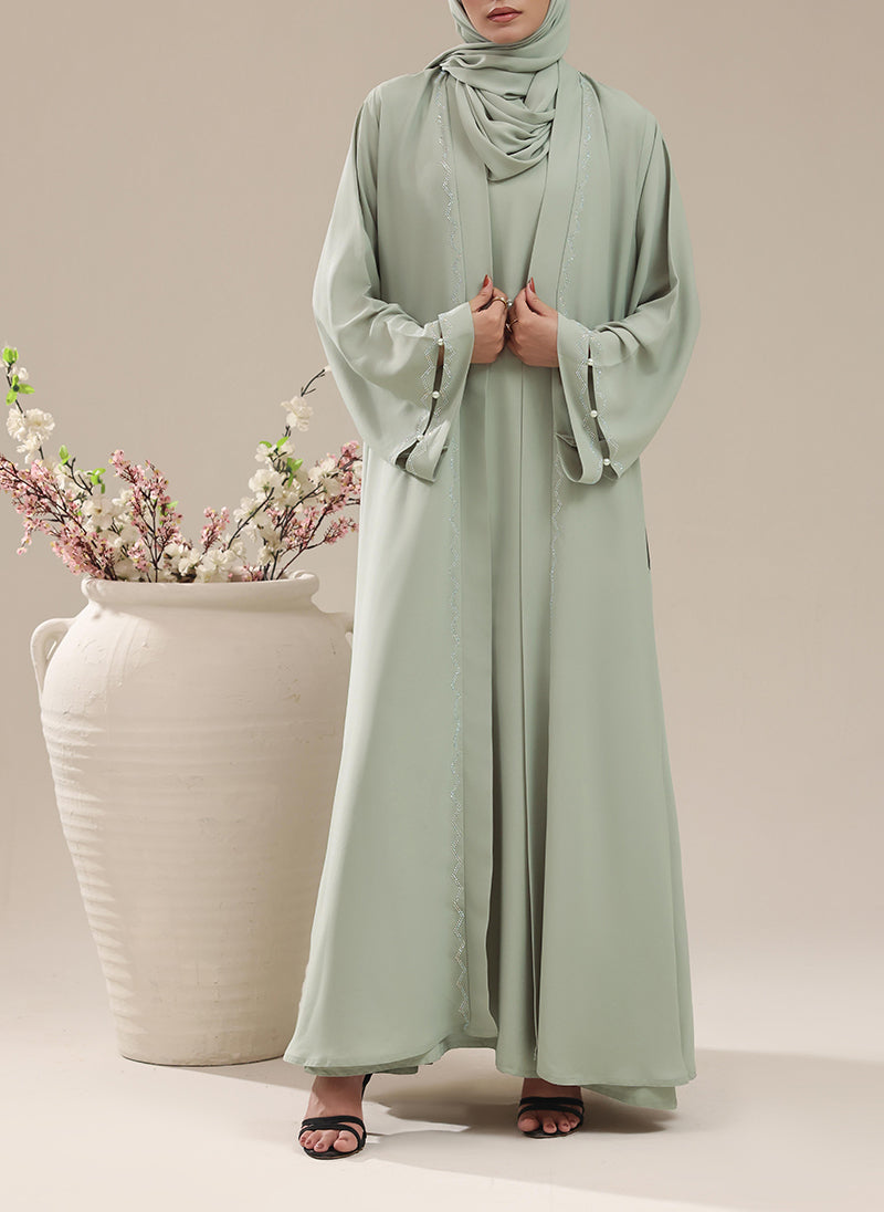 Sage Elara Pearl Stone Inner Abaya | 0122-RC-1234