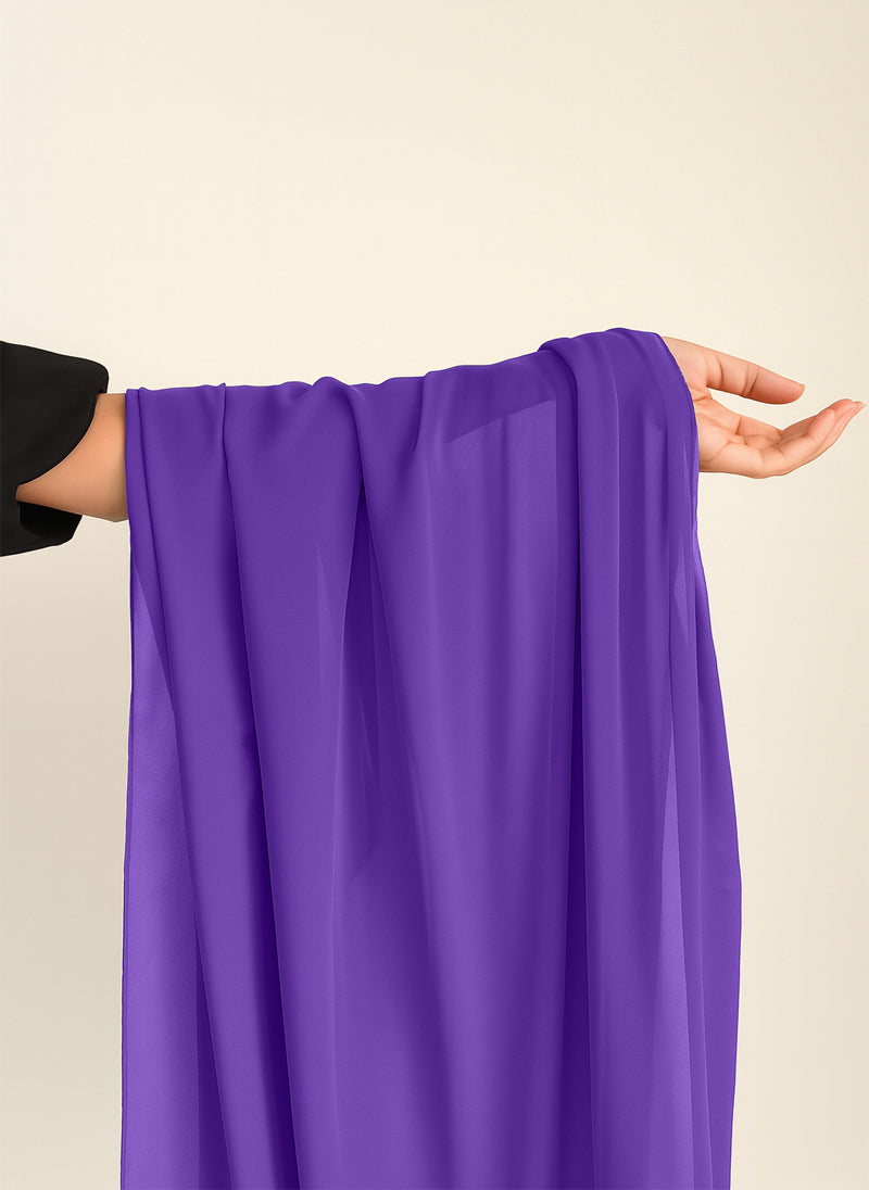 Lavender-Purple Plain Chiffon Scarf