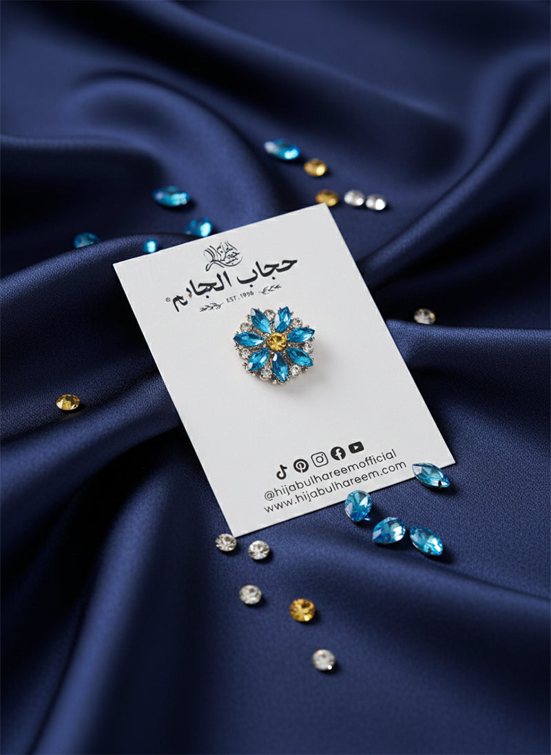 Crystal Floral Hijab Magnet Pin