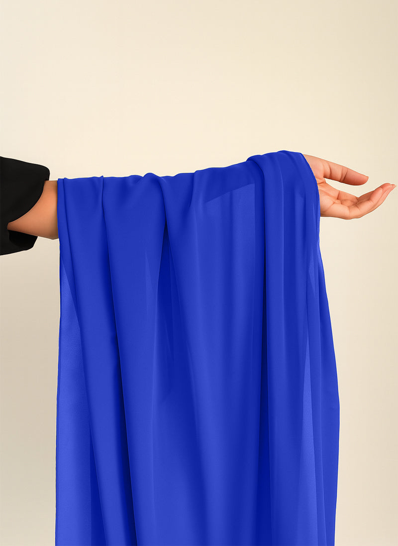 Cobalt Blue Plain Chiffon Scarf