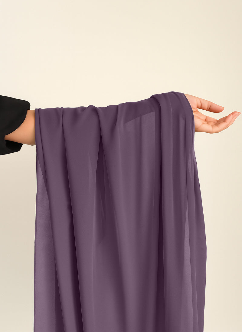 Plum Purple Plain Chiffon Scarf
