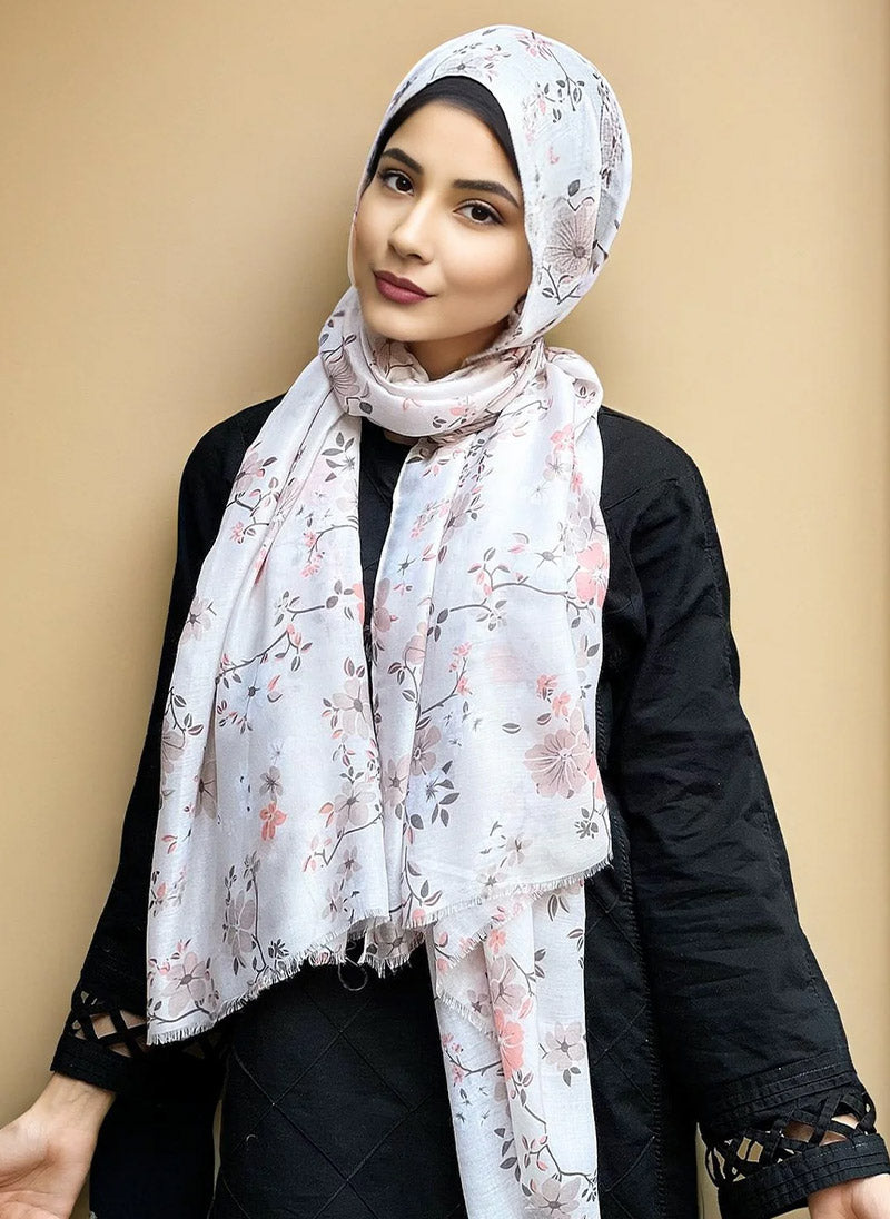 Floral Hijab-Light Brown