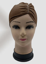 Brown Side Parting Hijab Cap Stone