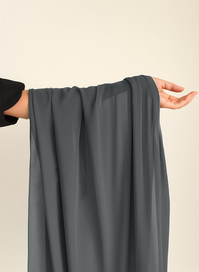 Grey Plain Chiffon Scarf