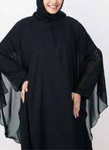 Black Chiffon Front Close Jilbab-C