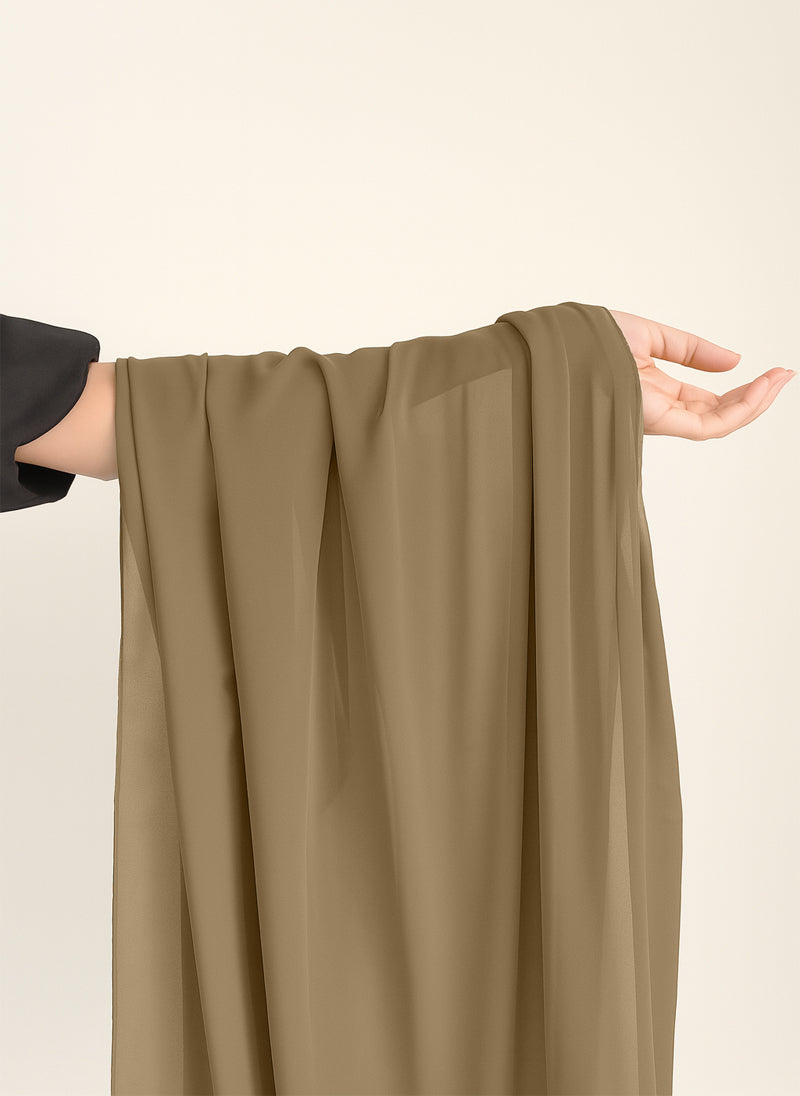 Camel Plain Chiffon Scarf