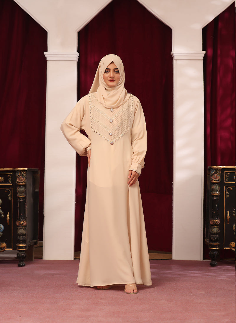  Front Closed Lace Work Abaya