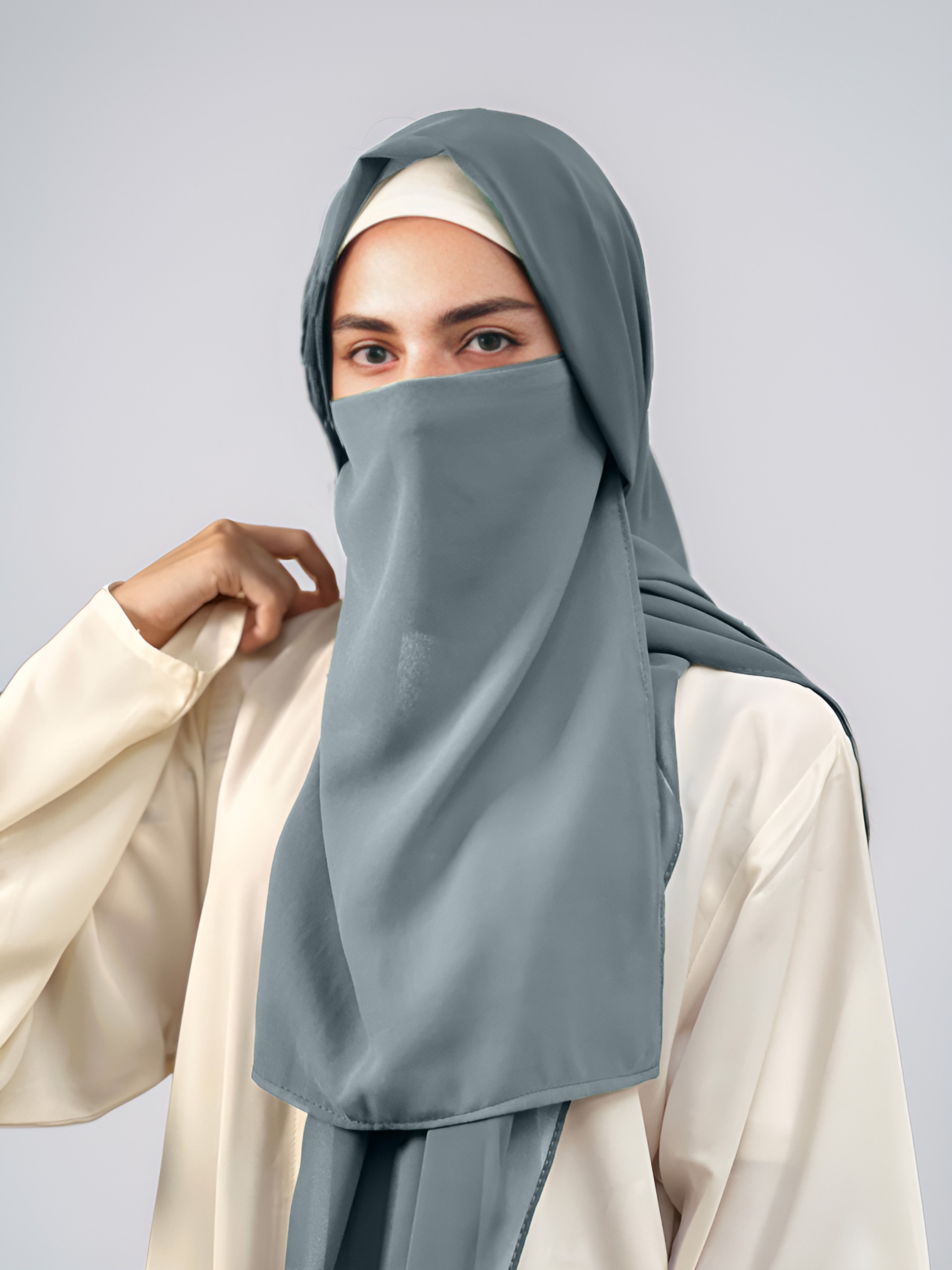Hijab & Niqab Set - Gray