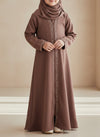 Chocolate Brown Front Open Nida Abaya