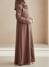 Chocolate Brown Front Open Nida Abaya