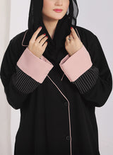 Black & Pink Nida Coat Style Abaya - 0119-R-1002 Hijabulhareem