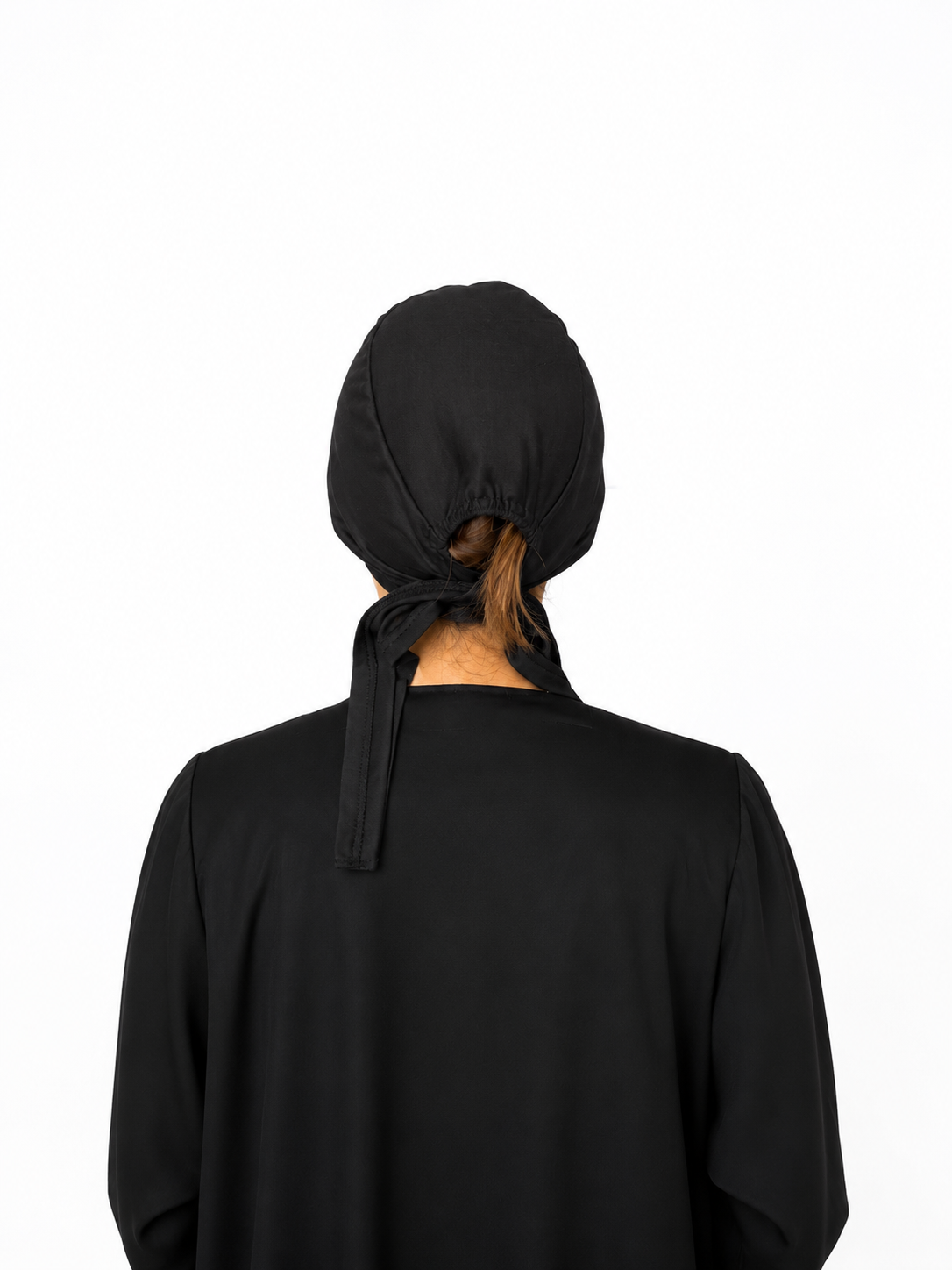 BlackPlainTieBonnetCapforHijabs2 - Hijab Ul hareem