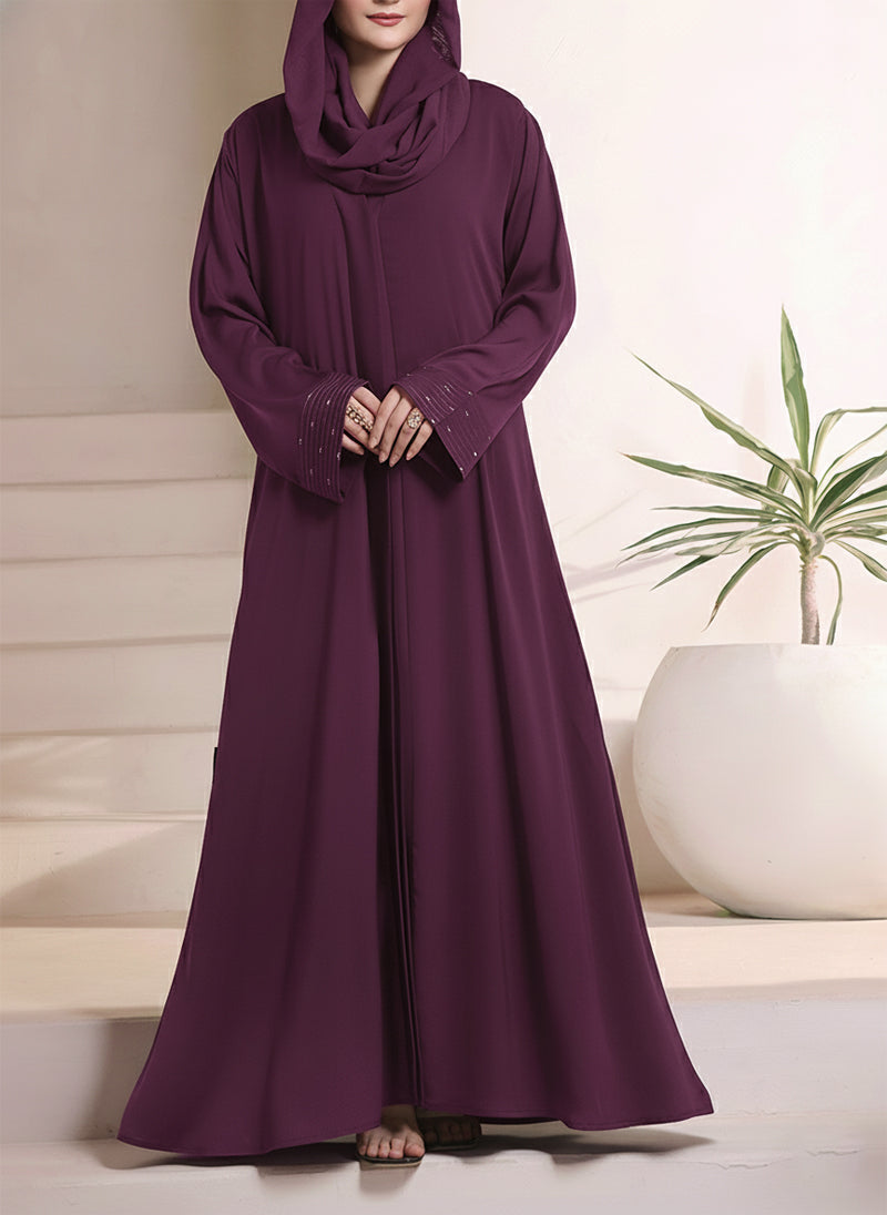 Intricate Stone & Thread Work Sleeves Abaya | 0116-RC-1117