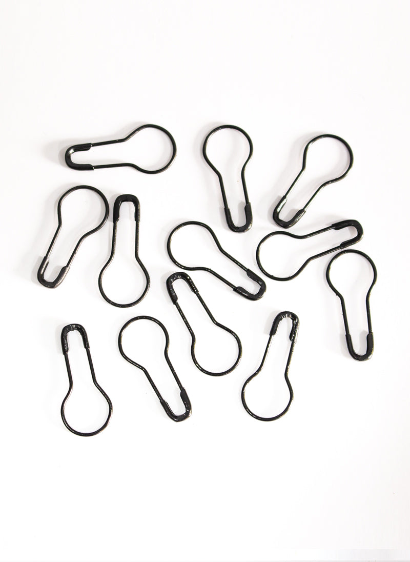 Coil Less Safety Pins for Scarf / Hijab Black 12 in 1 Hijabulhareem