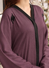 Front Open Handwork Abaya Muave 0116-J-776