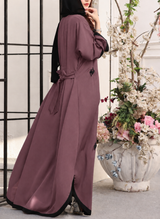 Front Open Handwork Abaya Muave 0116-J-776