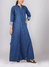 Denim Zipper Abaya - 0118-R-987 Hijabulhareem