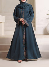 Front Open Floral Embroidery Abaya | 0116-E-1109 Hijab-ul-hareem