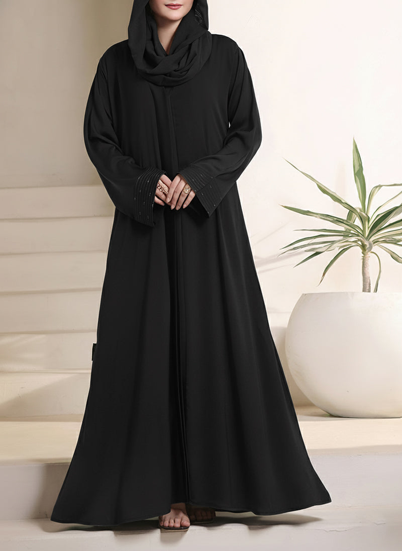Intricate Stone & Thread Work Sleeves Abaya | 0116-RC-1117 Hijab-ul-hareem