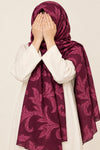 MaroonFloralTurkishLawnScarf1 Hijabulhareem