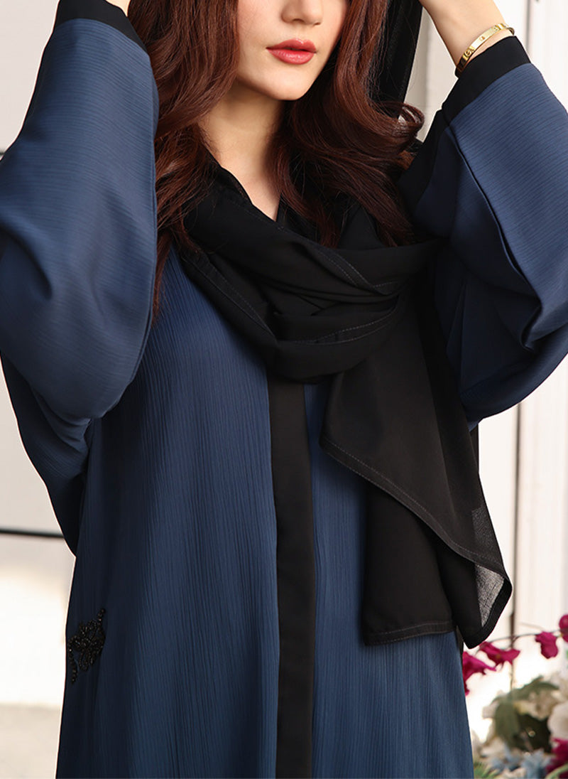 Front Open Handwork Abaya Teal Cascade 0116-J-776 Hijab-ul-hareem