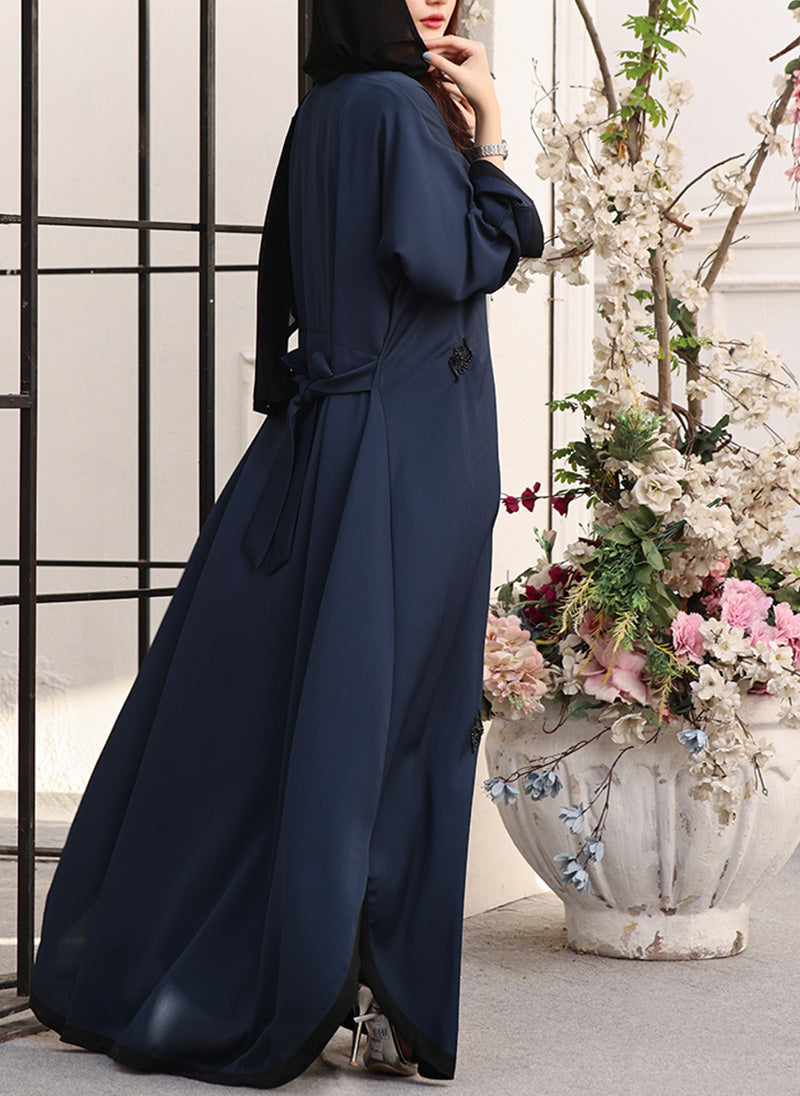 Front Open Handwork Abaya Teal Cascade 0116-J-776 Hijab-ul-hareem