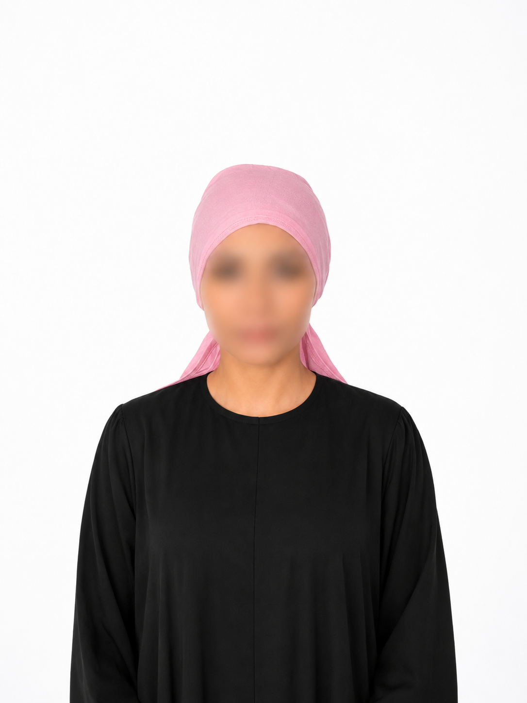 Pink Plain Tie Bonnet Cap for Hijabs