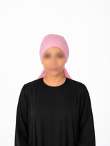 Pink Plain Tie Bonnet Cap for Hijabs