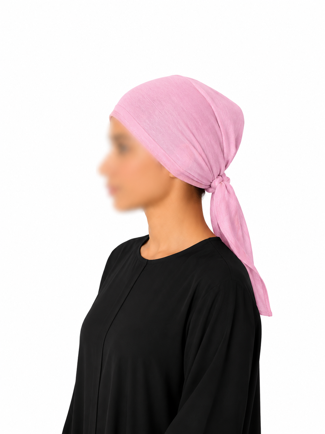 Pink Plain Tie Bonnet Cap for Hijabs