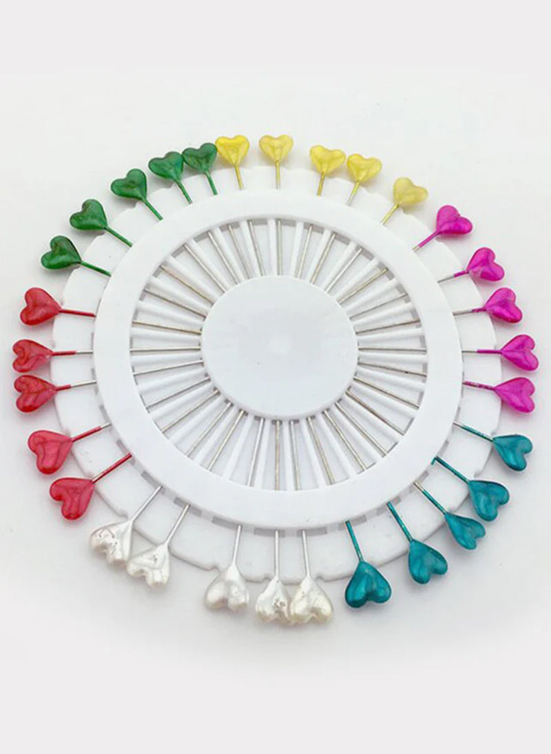 Ring Pins Big 30 Pcs Pkt Multi Color Heart Shaped Hijabulhareem