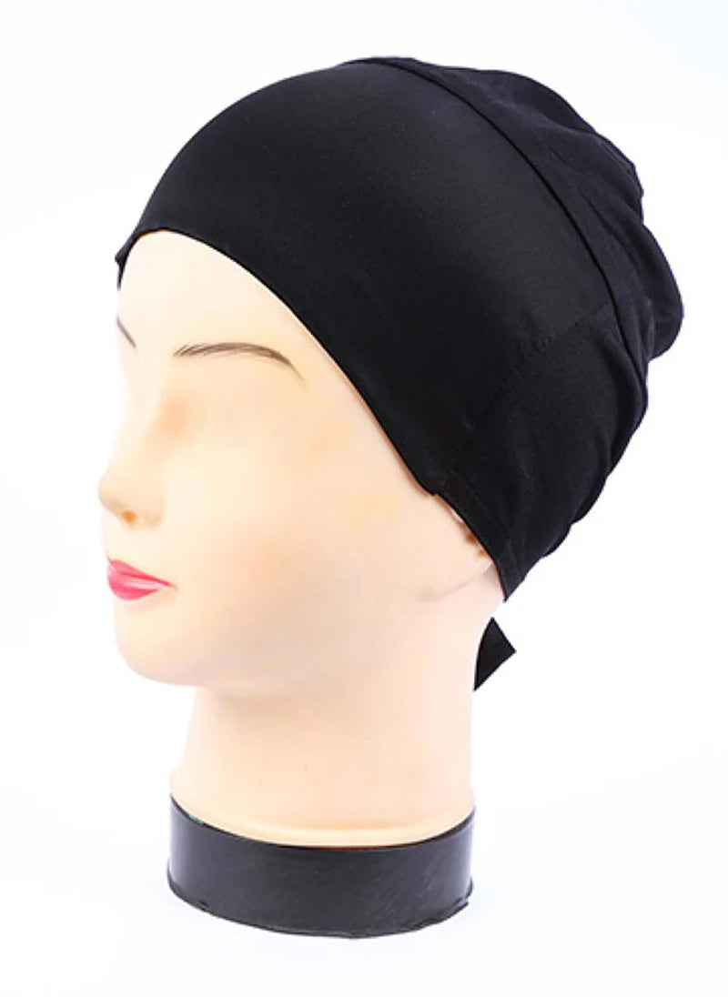 Satin Hijab Cap Black Hijab-ul-hareem