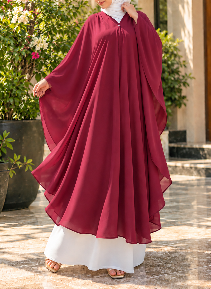 SunlitMaroonBatwingJilbabCourtyard