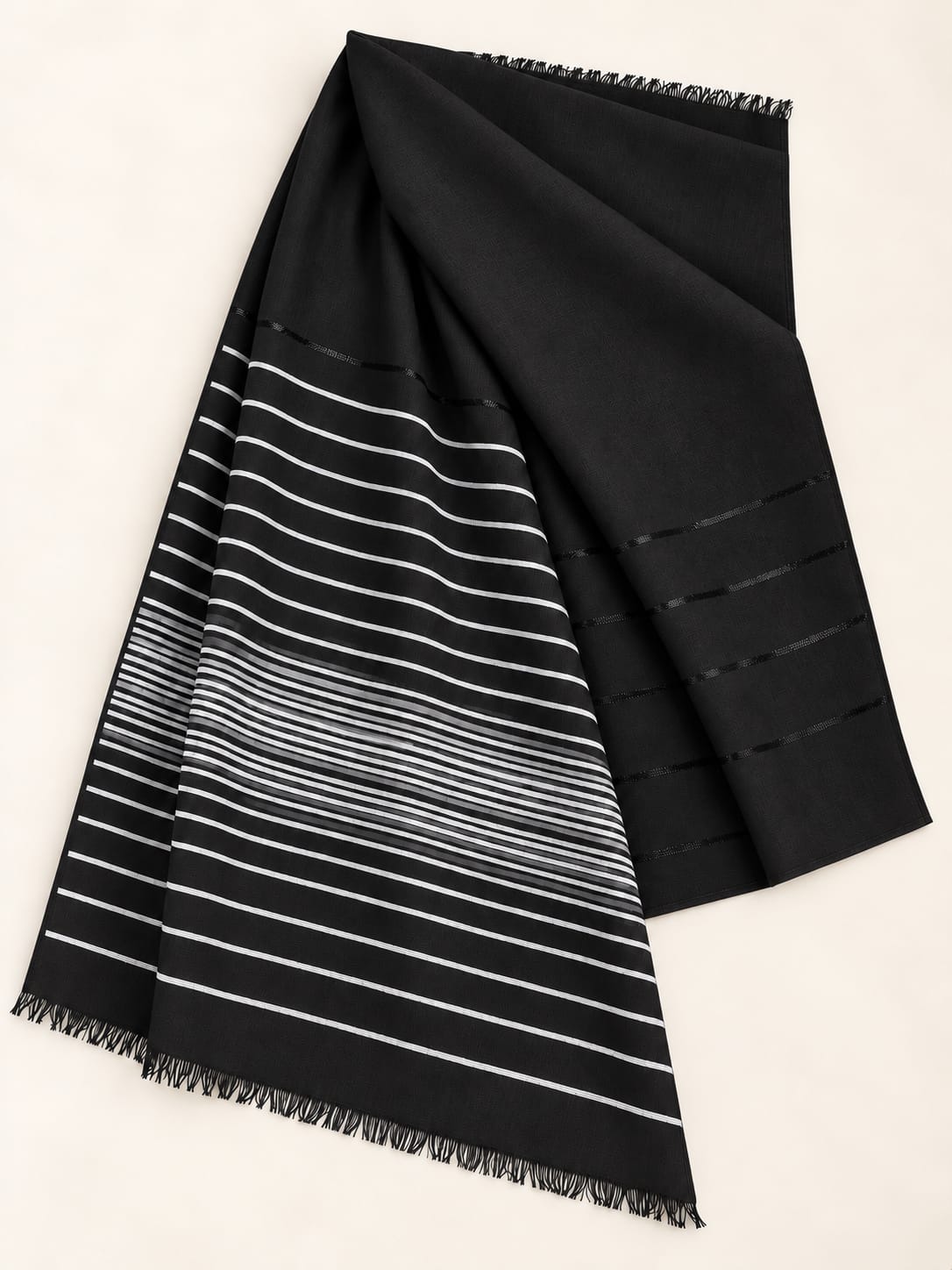 Turkish Lawn Scarf – Black & White Stripes