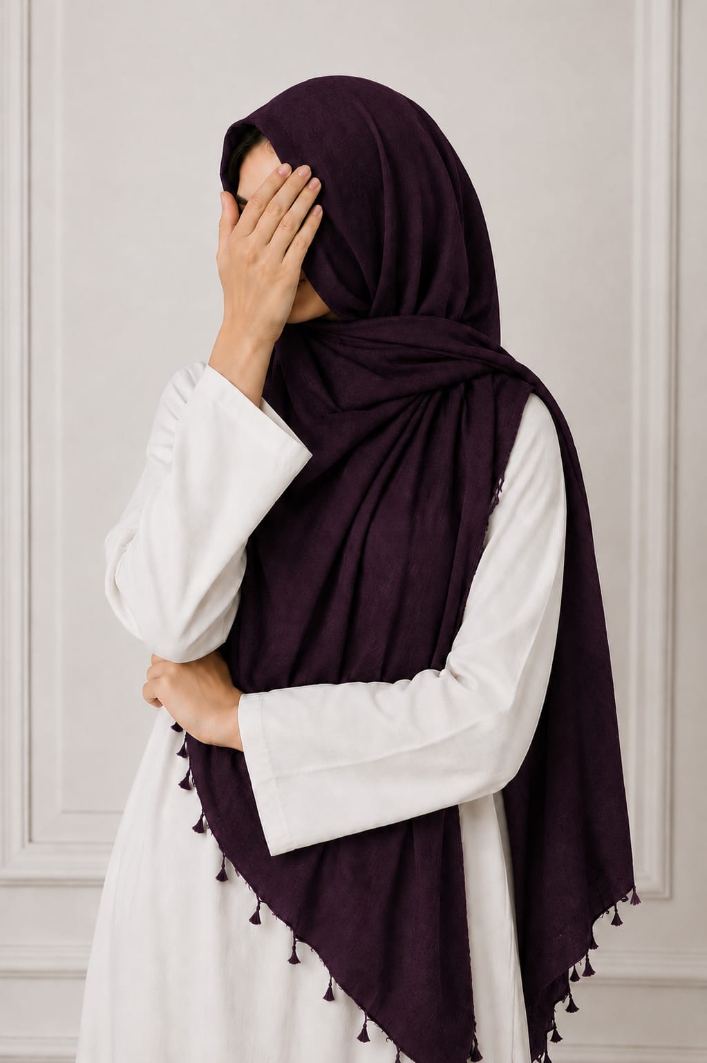TurkishTexturedLawnHijab_Burgundy1 - Hijab Ul Hareem