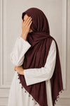 TurkishTexturedLawnHijab_ChocolateCherry - Hijab Ul Hareem