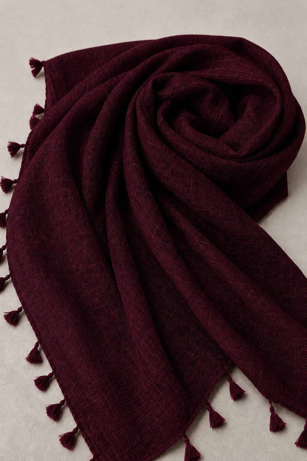TurkishTexturedLawnHijab_DarkMaroon - Hijab Ul Hareem