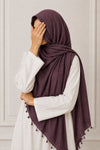TurkishTexturedLawnHijab_Darkplum - Hijab ul Hareem