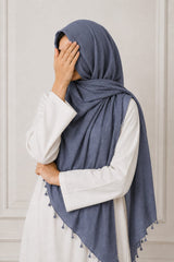TurkishTexturedLawnHijab_DustyBlue1 - Hijab Ul Hareem